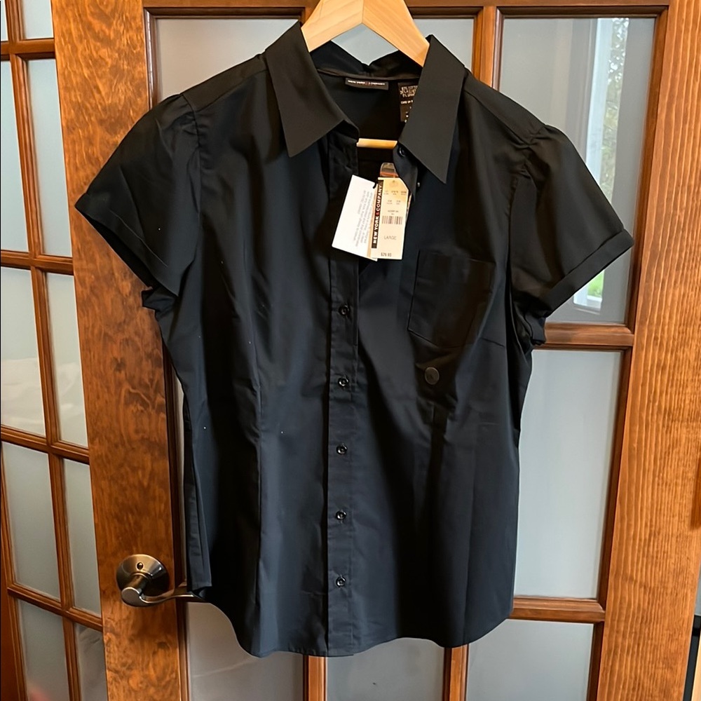 New York & Company Black Fitted Blouse